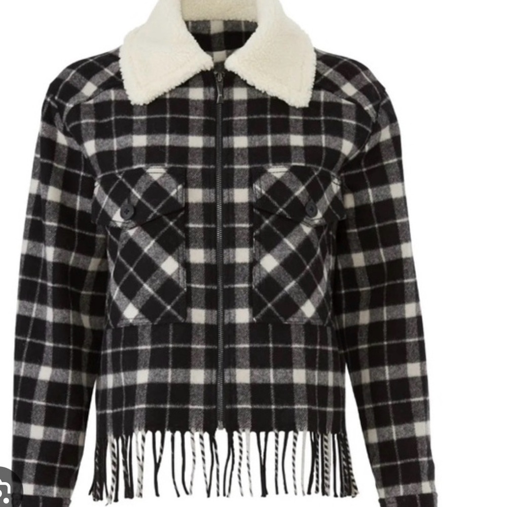 kate spade Black and White Plaid Teddy Jacket